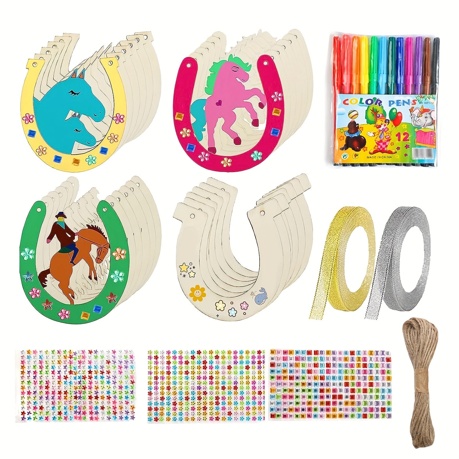 Wood Discs Slices Horseshoe Shape Unfinished Wooden Cutouts Craft DIY