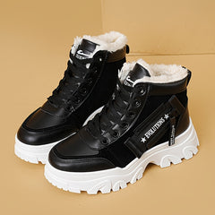 Women's Winter Plush High Top Sneakers Lace Up Thick Platform Boots