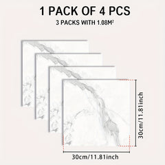 4pcs Marble Pattern Tile Stickers - Waterproof Non-slip Self-adhesive Wall