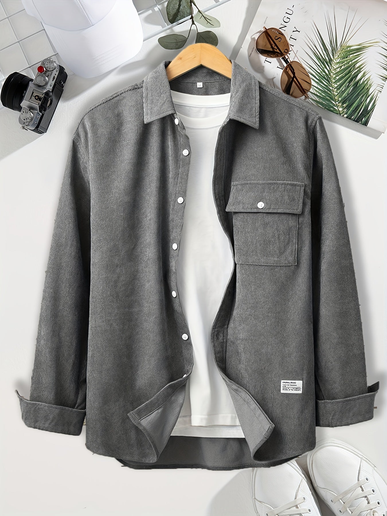 Men's Casual Long Sleeve Button Up Shirt With Pocket