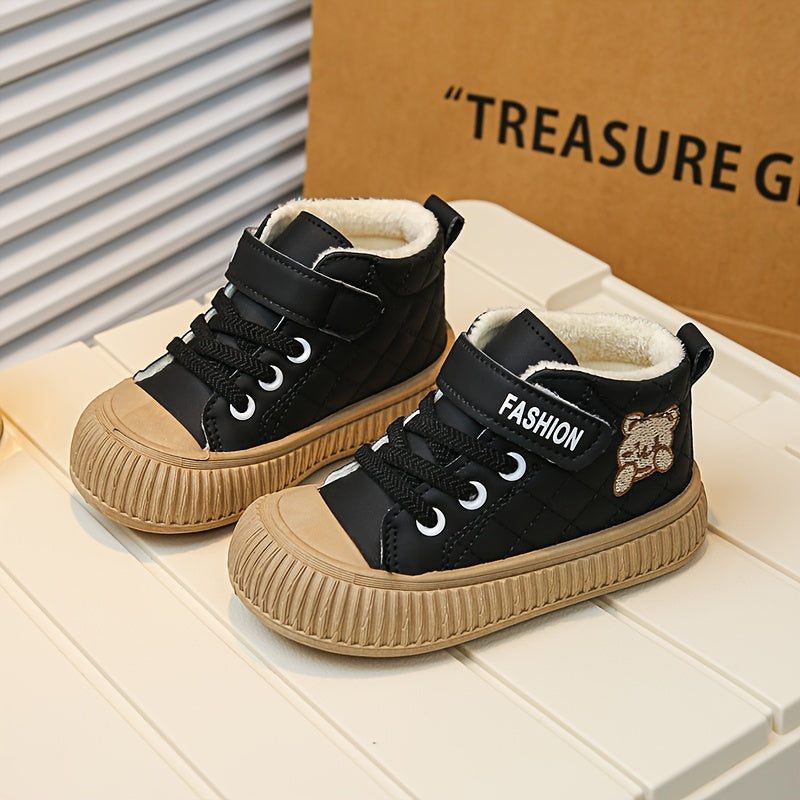 Girl's Solid Skate Shoes Warm Plush Lining Comfy Non Slip Casual Winter