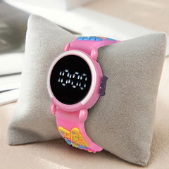 LED Electronic Wristwatch for Women Pink Digital Display Character Gift