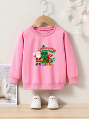 Christmas Graphic Crew Neck Long Sleeve Sweatshirt for Kids