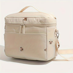 Beige Insulated Bottle Cooler Bag Stroller Storage Breastmilk Preservation