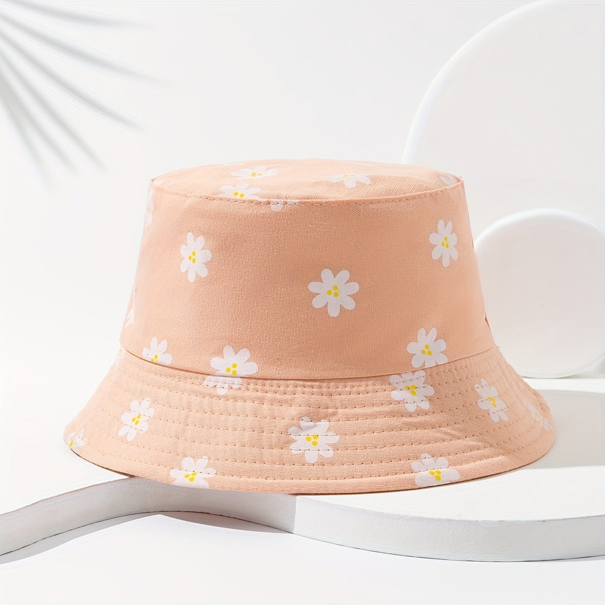 Daisy Print Reversible Bucket Hat Summer Sunscreen Casual Fisherman Cap