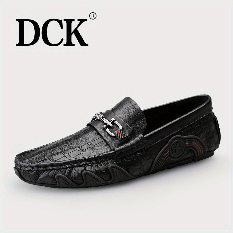 Men's Textured Moccasin Loafer Shoes Non-slip Slip-On Shoes