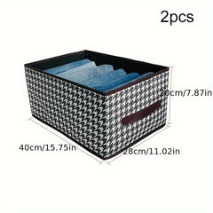 2pcs Collapsible Plaid Underwear Storage Box Large Capacity