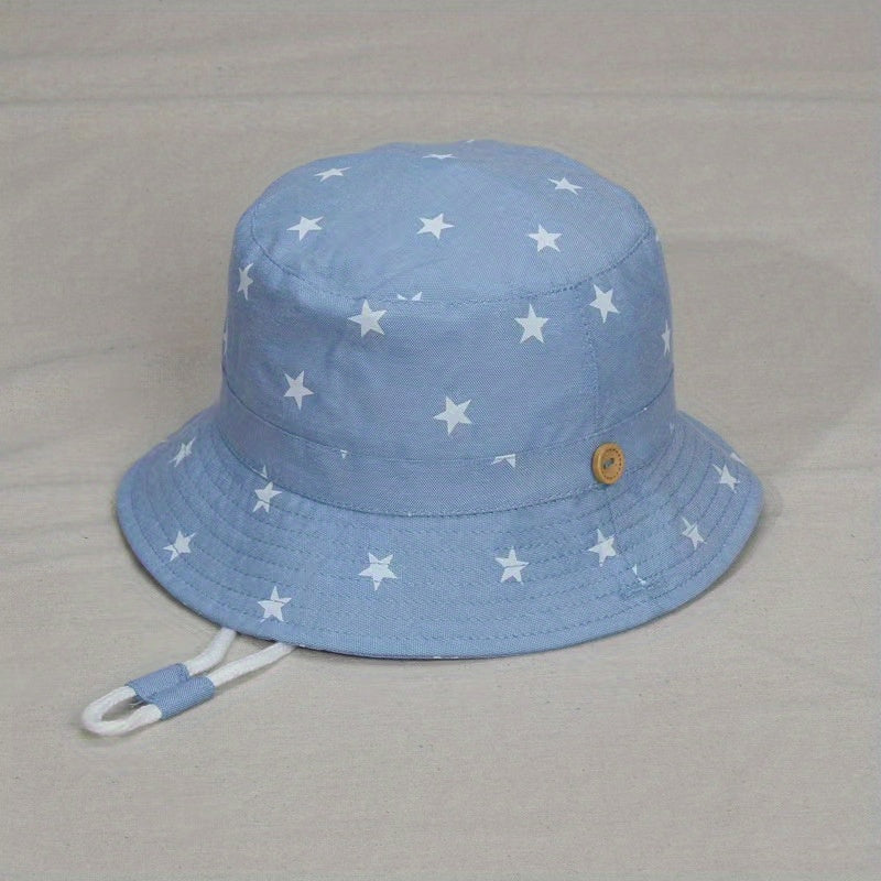 Baby Girls Star Denim Bucket Hat Sun Protection Hat