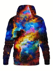 Starry Sky Print Hoodie Men Graphic Sweatshirt Kangaroo Pocket