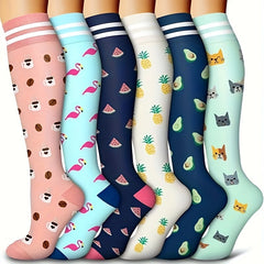 6 Pairs Copper Compression Socks for Men and Women - Circulation Support