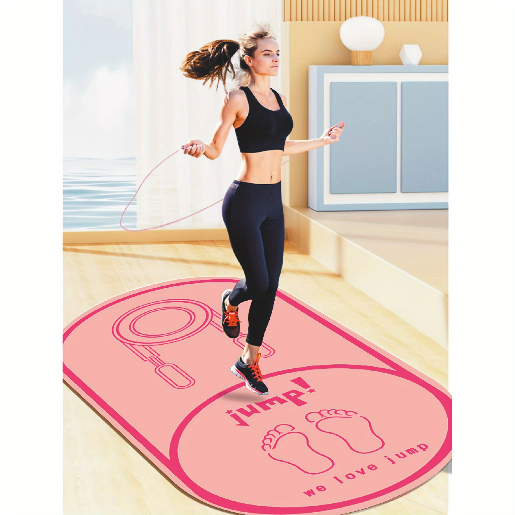 MOHUIXINYU Non Slip Jump Rope Exercise Mat for Home and Gym
