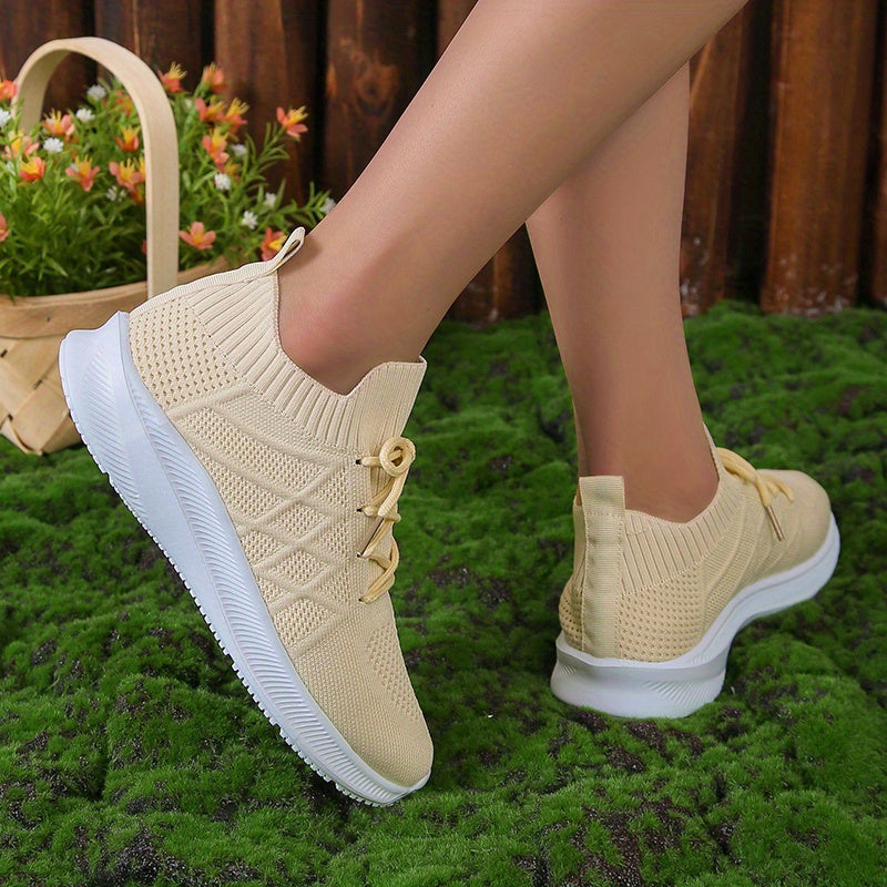 Women's Lightweight Lace-up Athletic Running Shoes Non-slip Casual Sneakers