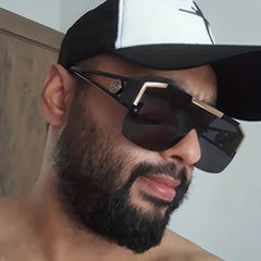 Men's Hollow Lion Head Large Frame Sunglasses
