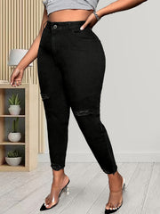 Ripped Fringe High Rise Skinny Jeans