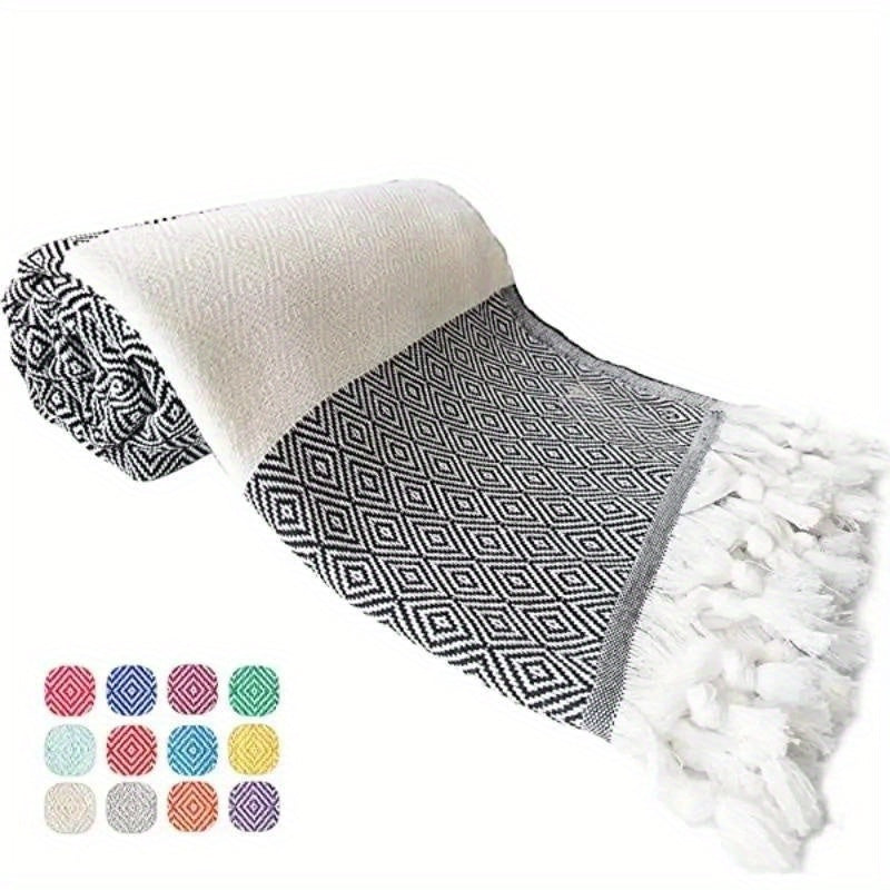 Jacquard Rhombus Beach Towel Quick Dry 71x39in