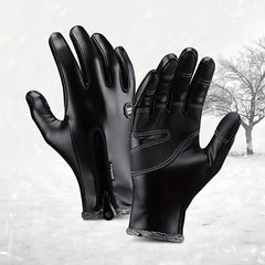 Men's PU Leather Winter Riding Gloves Windproof Touch Screen Ski Motorcycle