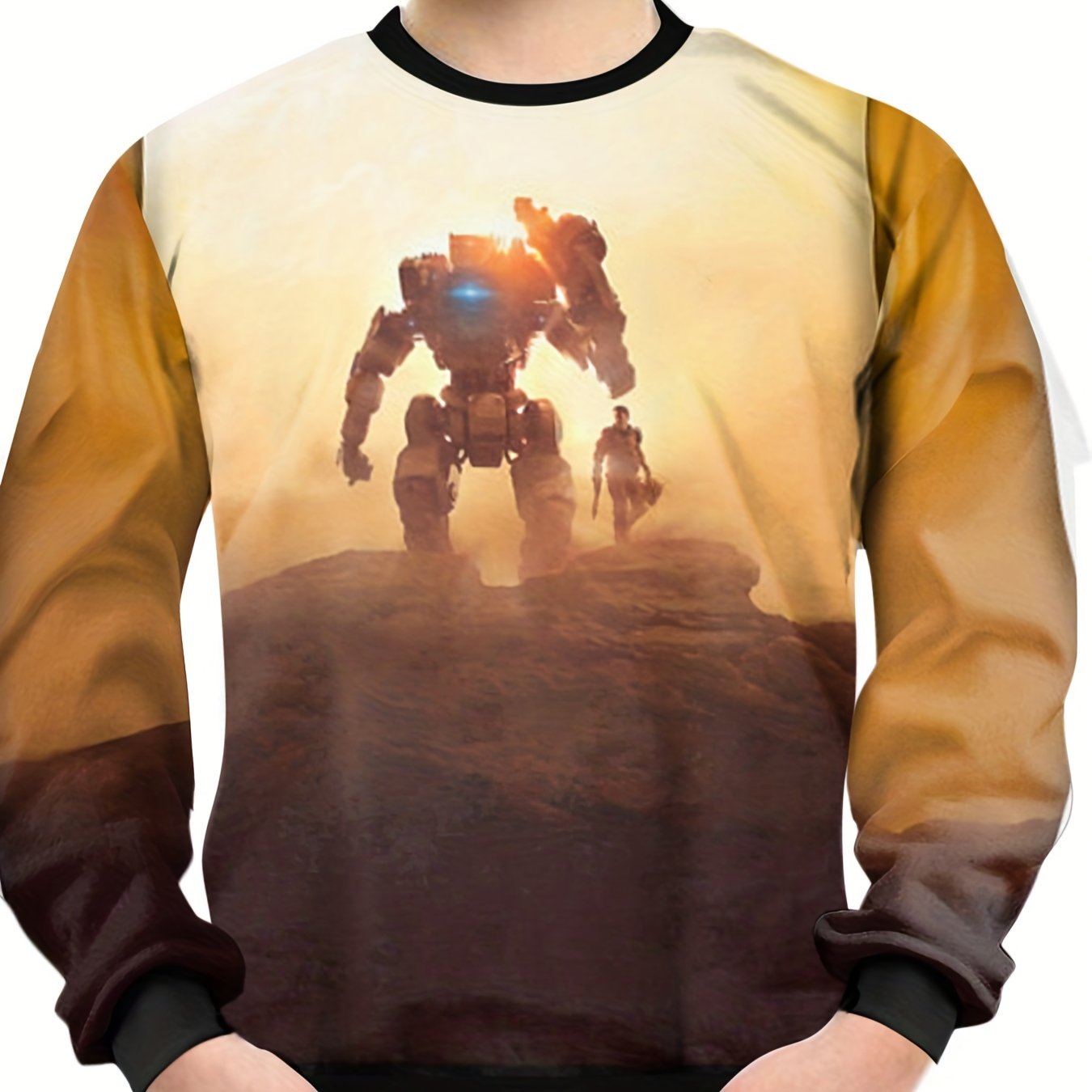 Robot & Man Print Kid's Sweatshirt Unisex Pullover Long Sleeve Top