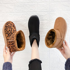 Leopard Print Plush Lined Thermal Snow Shoes Fall Winter Keep Warm