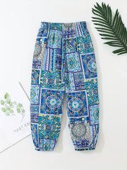 Girls Ethnic Graphic Cotton Jogger Trousers Kids Baggy Pants