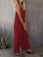 Solid Ruched Spaghetti Strap Jumpsuit
