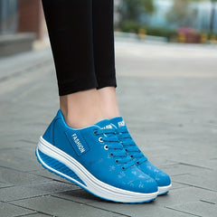 Women's Wedge Heeled Sneakers Casual Lace Up Outdoor Shoes