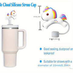 3pcs Rainbow Horse Silicone Straw Sleeves 8mm 10mm Cup Accessories
