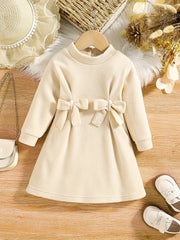 Baby Girl's Plush Bow Dress Toddler Autumn Winter Clothes