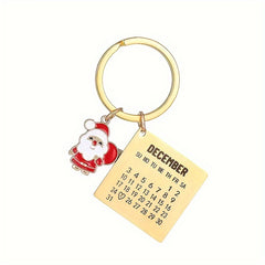 Santa Claus Christmas Calendar Key Chain Bag Purse Car Key Pendant Gift