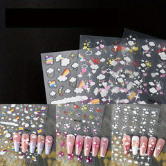 5D Tulip Flower Nail Stickers French Embossed Self Adhesive Heart Nail Art Decal