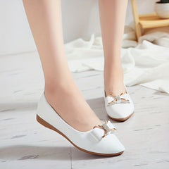 Women's Pointed Toe Flat Shoes with Bowknot Rhinestone