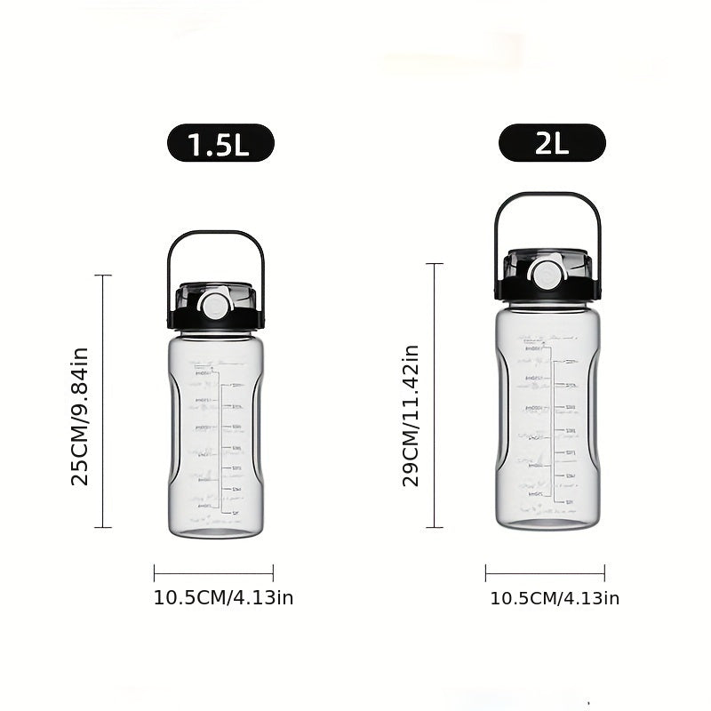 1.5L 2L Large Handle Water Bottle Portable Leakproof Clear Cup with Scale