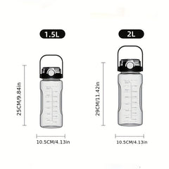 1.5L 2L Large Handle Water Bottle Portable Leakproof Clear Cup with Scale