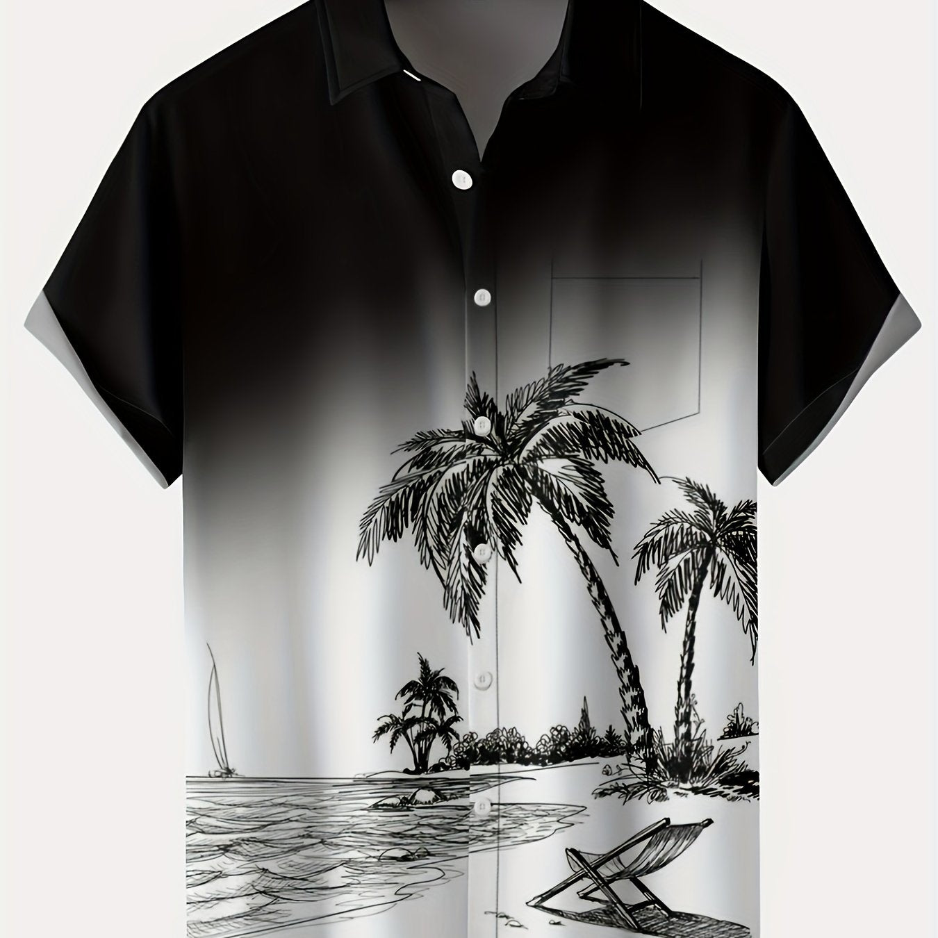 Coconut Tree Hawaiian Print Men's Short Sleeve Shirt for Summer Vacation