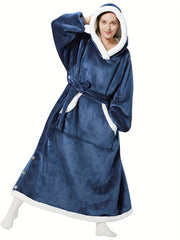 Women's Plus Size Sherpa Fleece Hooded Robe