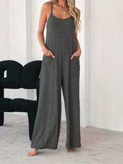 Casual Cami Jumpsuit Women's Plus Heathered Wide Leg Jumpsu