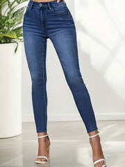 Dark High Waist Skinny Jeans Slim Fit Denim Pants Women's Clothing