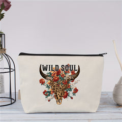 Leopard Floral Makeup Bag Toiletry Pouch for Women Girls