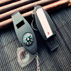4 in 1 Compass Outdoor Portable Magnifier Thermometer Whistle