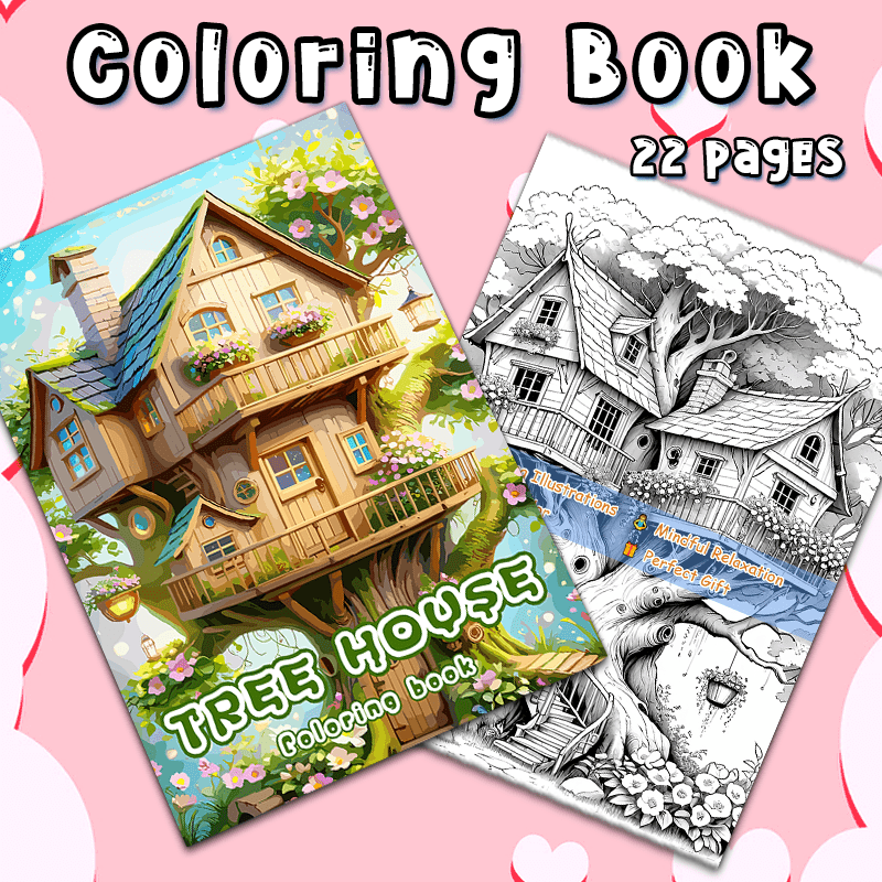 TREE HOUSE Adult Coloring Book - Perfect Gift for Christmas, Birthdays, Friends