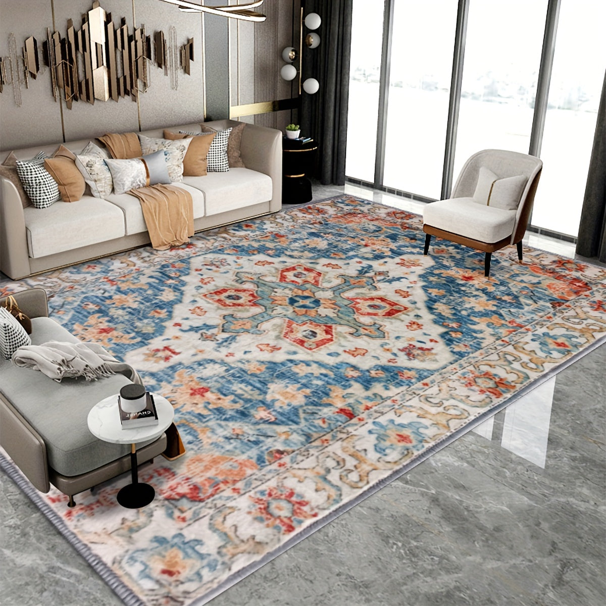 Persian Boho European Style Area Rug Living Room Cashmere Carpet