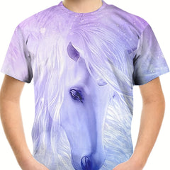Gradient Horse Graphic T shirt For Boys
