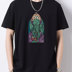 Creative Pattern Graphic Cotton Crew Neck T shirt for Summer