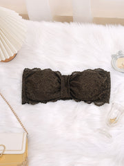 Sexy Tube Bra Women's Plus Ruched Floral Lace Strapless