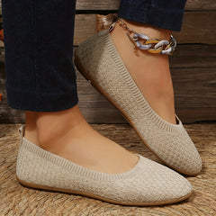 Women's Breathable Slip On Flat Shoes Lightweight Comfort Knit Shoes