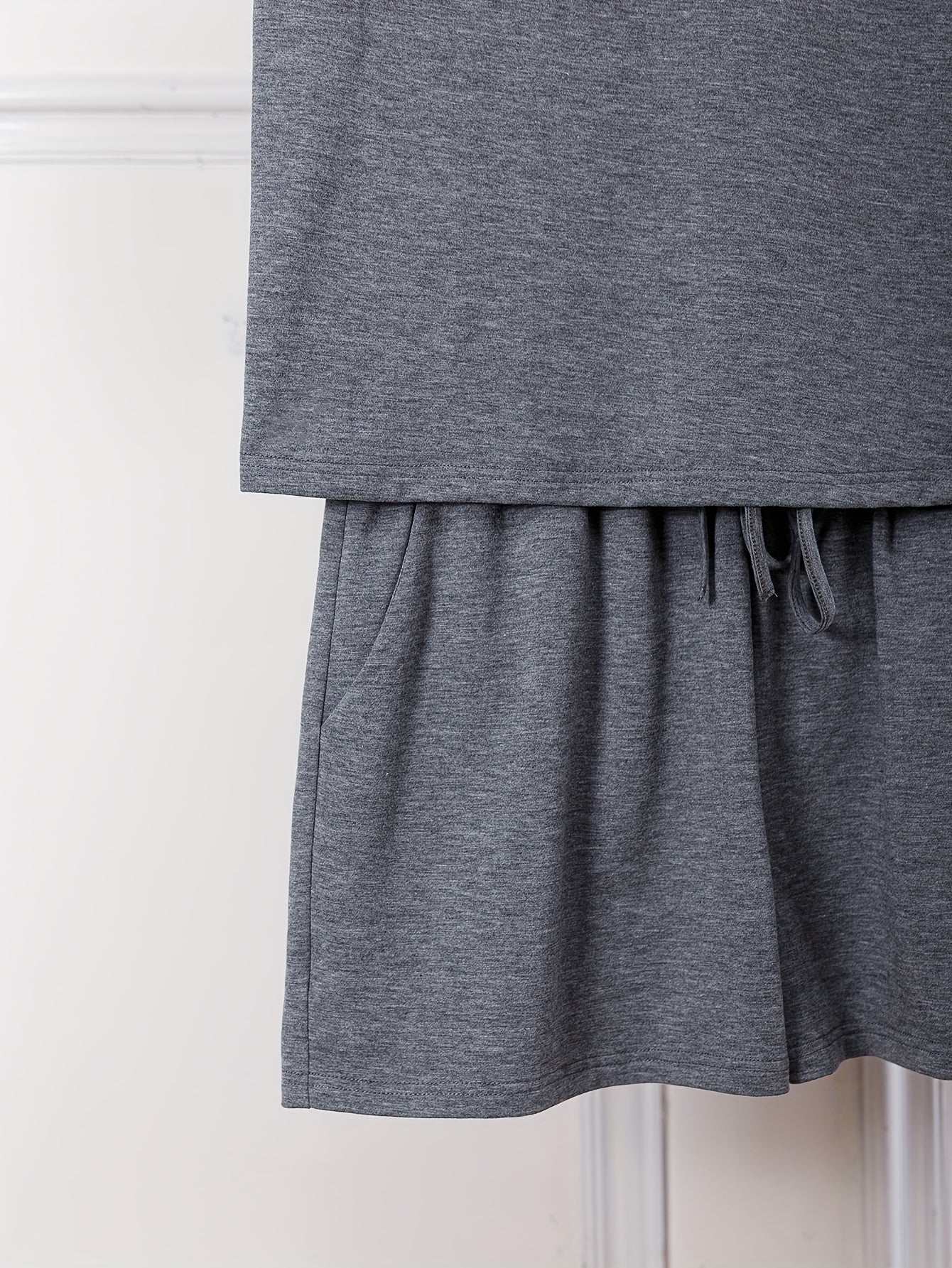 Women's Plus Size Short Sleeve Top & Drawstring Shorts Set