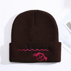 Lil Peep Cartoon Embroidery Knit Hat Outdoor Warm Pullover Hip hop Cold Hat