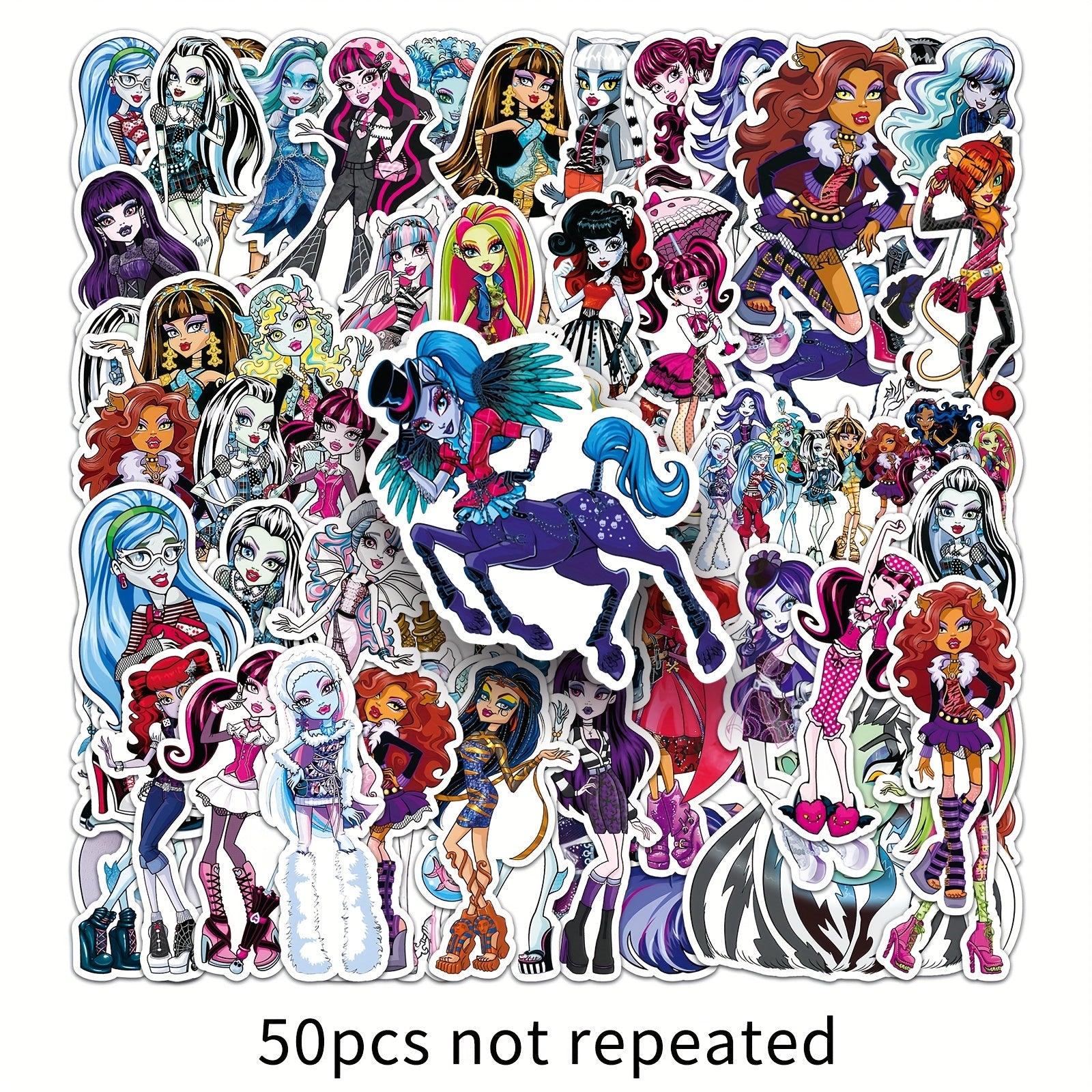 50pcs Anime Character Stickers Colorful Gothic Decals for Laptops & Phone Case