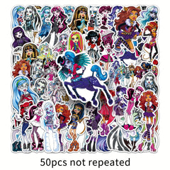50pcs Anime Character Stickers Colorful Gothic Decals for Laptops & Phone Case
