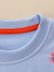 Girls Elephant Embroidery Sweatshirt Long Sleeve Pullover Cotton Tops For Kids