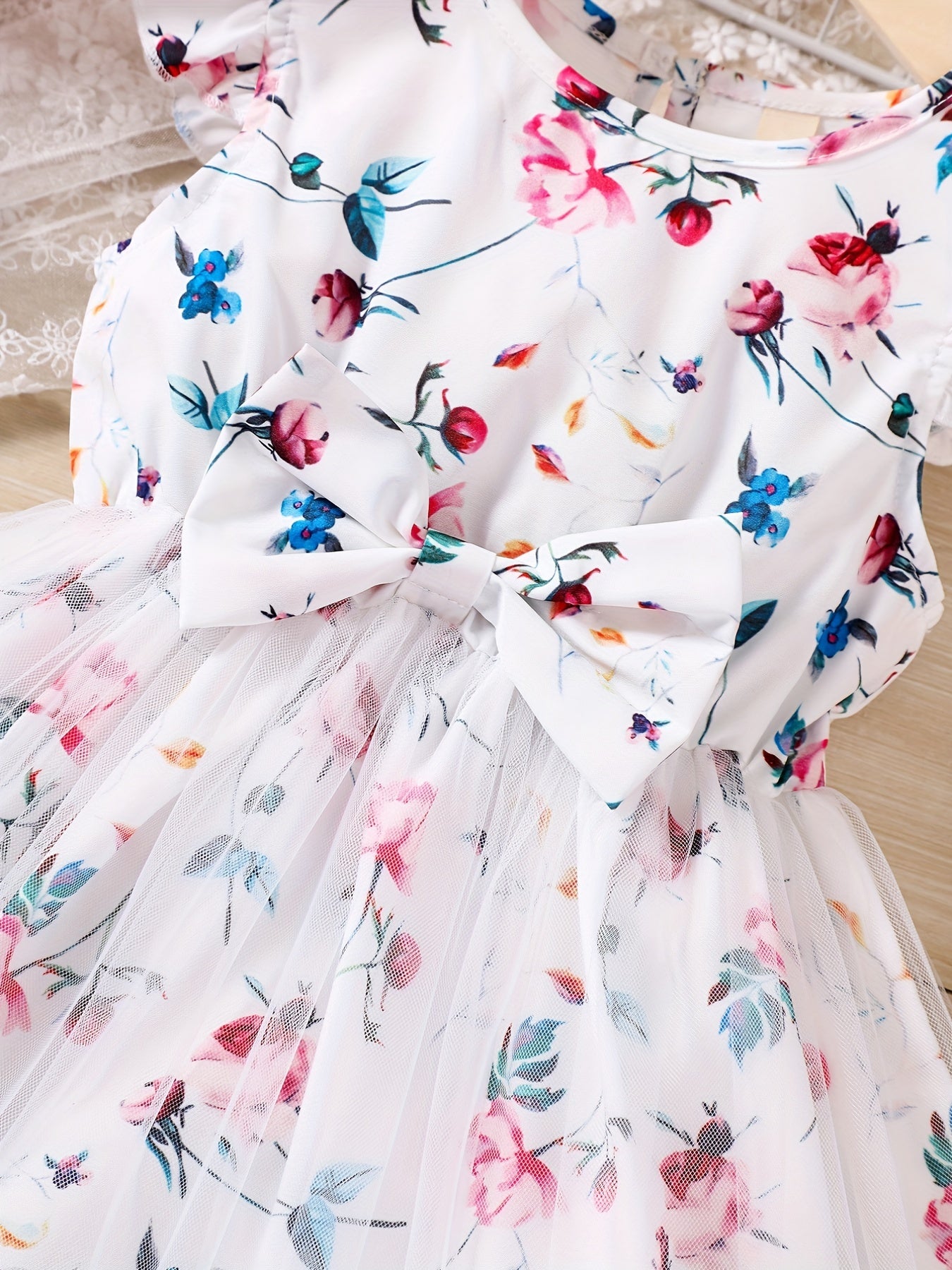 Toddler Girls Flowers Graphic Princess Dress For Party Beach Vacation